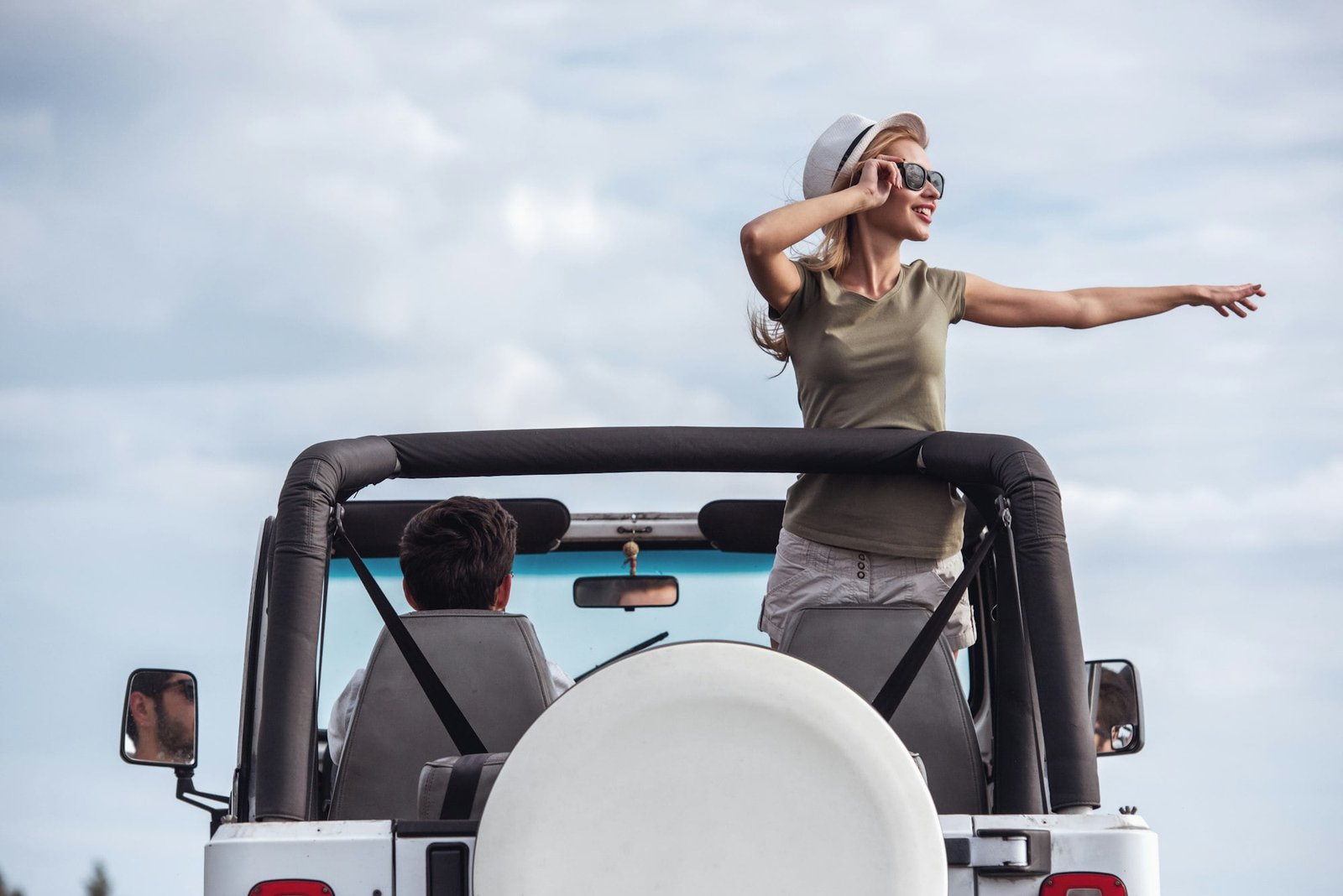 Couple travelling by car